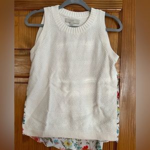 Sweater tank with floral back.
